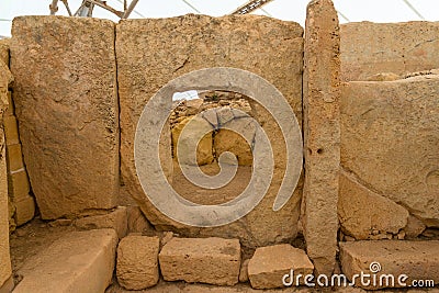 Hagar Qim Temple Hole Stock Photo