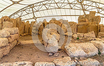 Hagar Qim Temple Rocks Stock Photo