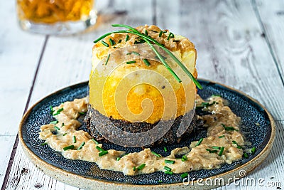 Haggis, neeps and tatties dish Stock Photo