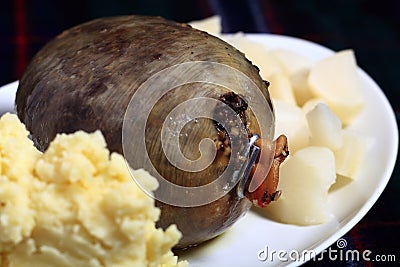Haggis on a plate Stock Photo