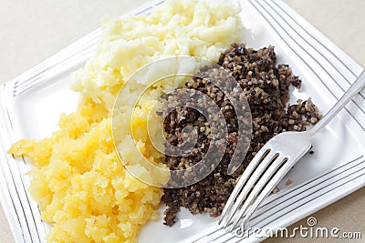 Haggis tatties and neeps Stock Photo