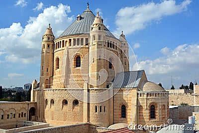 Hagia Maria Sion Abbey is a Benedictine abbey on Mount Zion Editorial Stock Photo