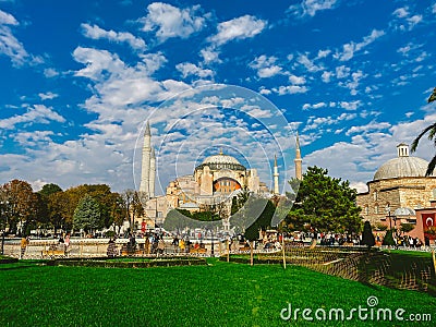 Hagia Sophia Church of the Holy Wisdom - Ayasofya. Istanbul, Turkey October 25, 2019. Exterior Of The Hagia Sophia Ayasofya Mosque Editorial Stock Photo