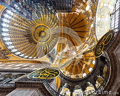Dome of the Hagia Sophia, Istanbul, Turkey Editorial Stock Photo