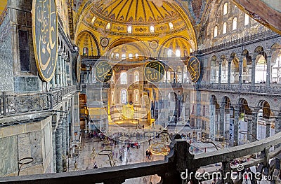 Hagia Sophia interior, Istanbul, Turkey Editorial Stock Photo