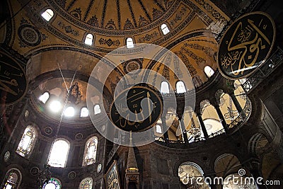 Hagia Sophia interior at Istanbul Turkey. Beautiful sunlight Editorial Stock Photo