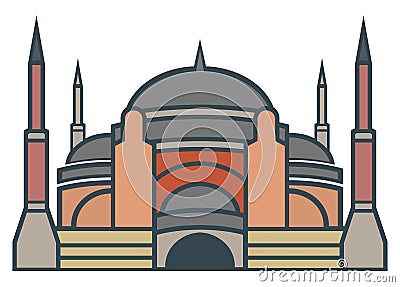 Hagia Sophia, Istanbul - simple icon Cartoon Illustration