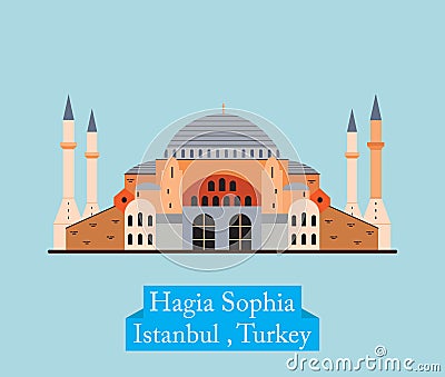 Hagia Sophia, Istanbul Turkey Vector Illustration