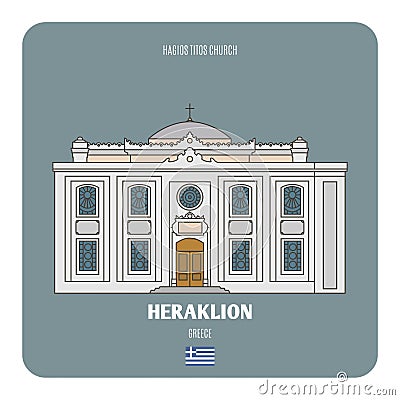 Hagios Titos church in Heraklion, Greece Vector Illustration