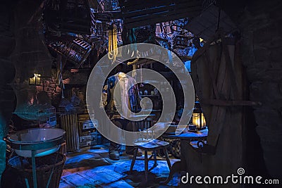 Hagrids Hut at the Making of Harry Potter Tour Editorial Stock Photo