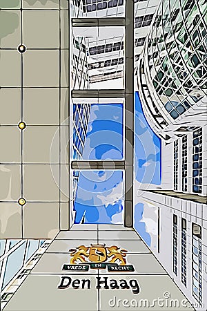 The Hague city hall illustration Editorial Stock Photo