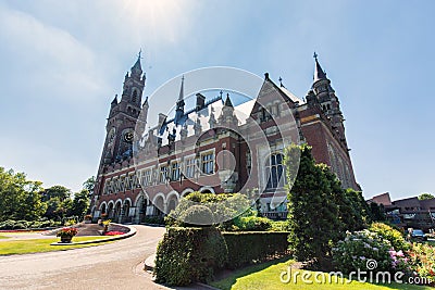 Exterior peace palace united nations ICJ UN Editorial Stock Photo