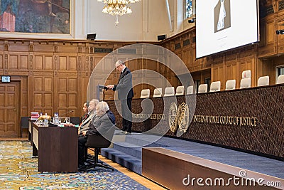 Minister speech icj international court of justice sign logo seal Editorial Stock Photo