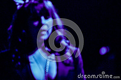 Blurry silhouette stage portrait of dutch singer trijntje oosterhuis Editorial Stock Photo