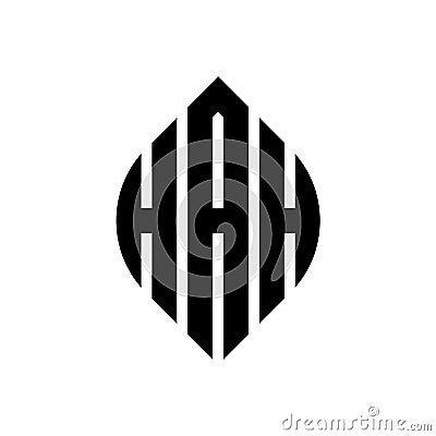 HAH circle letter logo design with circle and ellipse shape. HAH ellipse letters with typographic style. The three initials form a Vector Illustration