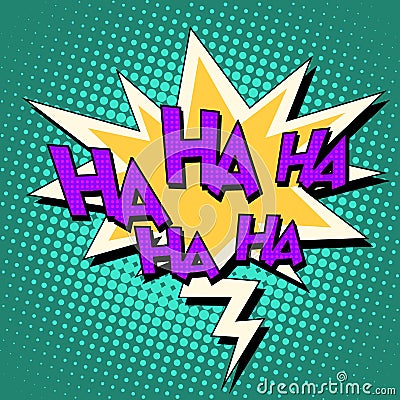 Haha comic bubble retro text Vector Illustration