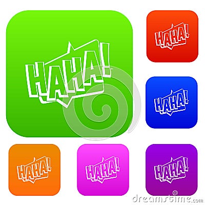 HAHA, comic text sound effect set color collection Vector Illustration