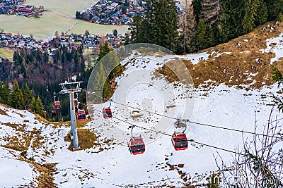 Hahnenkammbahn cable car in Kitzbuhel Editorial Stock Photo