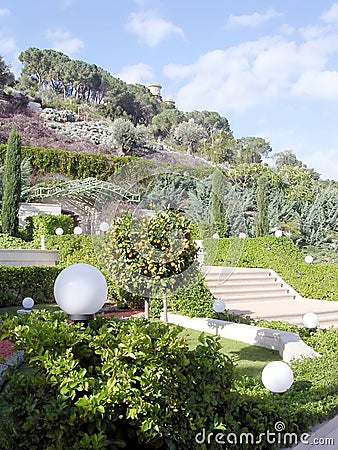 Haifa Bahai Gardens green part 2003 Stock Photo