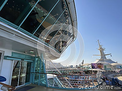 Upper deck of a Cruise ship Rhapsody of the Seas Editorial Stock Photo