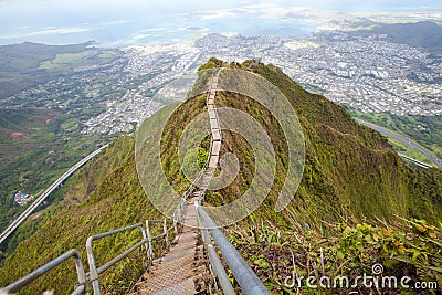 Haiku stairs trail, Hawaii Stock Photo