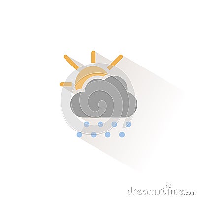 Hail, cloud and sun. Isolated color icon. Weather vector illustration Cartoon Illustration