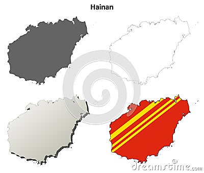 Hainan blank outline map set Vector Illustration
