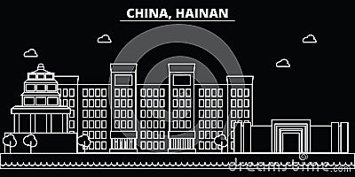 Hainan silhouette skyline. China - Hainan vector city, chinese linear architecture, buildings. Hainan line travel Vector Illustration