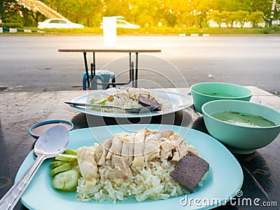 Hainanese chicken rice Stock Photo