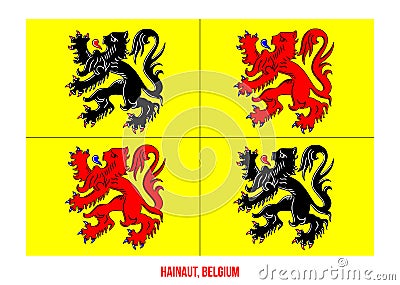 Hainaut Flag Vector Illustration on White Background. Provinces Flags of Belgium Vector Illustration