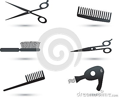 Hair accessories icons and elements Vector Illustration