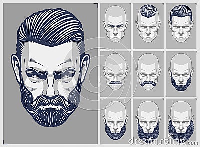 Hair and Beard styles Set Stock Photo