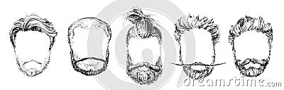 Hair and Beards, Fashion Vector Illustration Set Vector Illustration