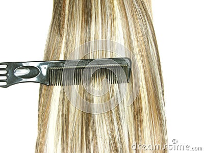 Hair brush with highlight hair in it Stock Photo