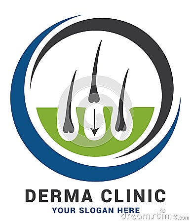 Hair care dermatology logo icon set with follicle medical diagnostics symbols. Alopecia treatment and transplantation concept. Vec Vector Illustration