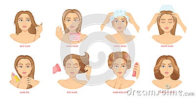 Hair care set. Vector Illustration