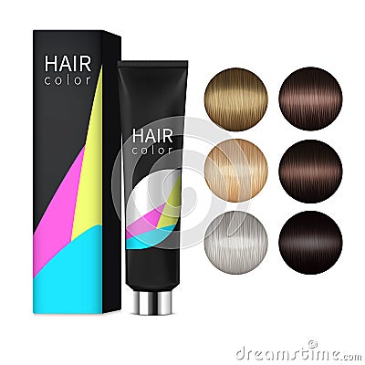 Hair Coloring Realistic Set Vector Illustration