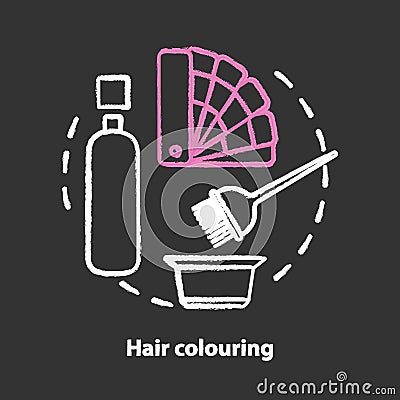 Hair colouring chalk concept icon. Hair highlighting and dyeing, hairdo. Hairstyling idea. Hairdresser, beautician salon Vector Illustration