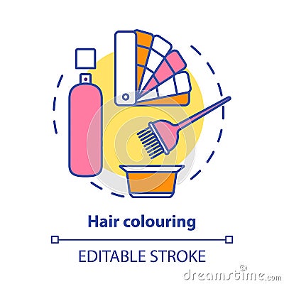 Hair colouring concept icon. Hair highlighting and dyeing, hairdo. Hairstyling idea thin line illustration. Hairdresser Vector Illustration