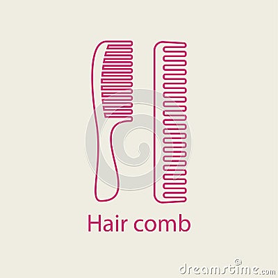 Hair comb icon. Device for combing hair thin line icon. Vector Illustration