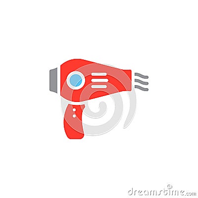 Hair dryer icon vector, filled flat sign, solid colorful pictogram isolated on white. Vector Illustration
