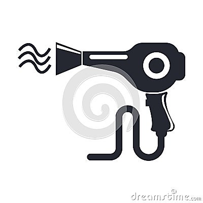 Hair dryer icon vector sign and symbol isolated on white background, Hair dryer logo concept Vector Illustration