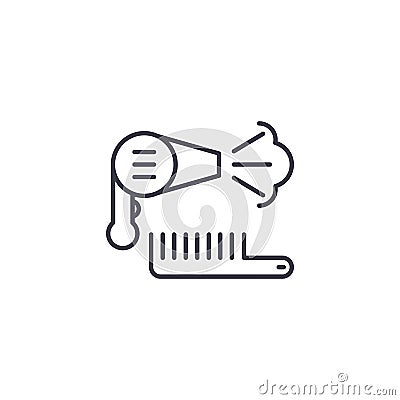 Hair dryer linear icon concept. Hair dryer line vector sign, symbol, illustration. Vector Illustration