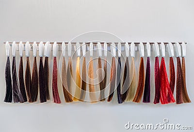 Hair dye strands samples hair dresser Stock Photo