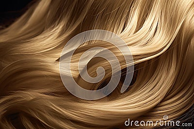 Hair extensions closeup. Top view. Curly wavy hair. Blonde wavy hairstyles. Temporary hairstyle for special occasions like wedding Stock Photo