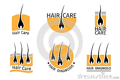 Hair follicle diagnostics logos set Vector Illustration
