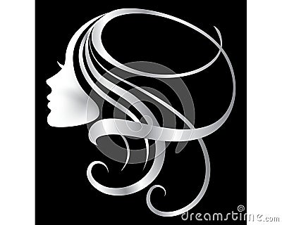 Hair logo icon silver women face Vector Illustration