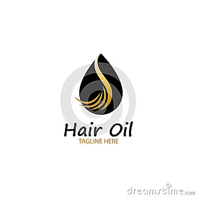 hair oil essential logo with drop oil and hair logo symbol-vector. Vector Illustration