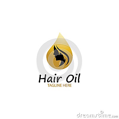 hair oil essential logo with drop oil and hair logo symbol-vector. Vector Illustration