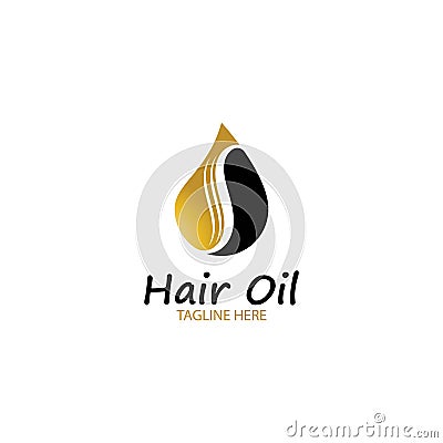 hair oil essential logo with drop oil and hair logo symbol-vector. Vector Illustration